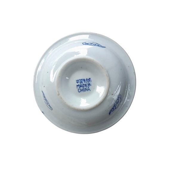 Vintage Blue and White Porcelain Chamberstick Candle Holder Made in China
